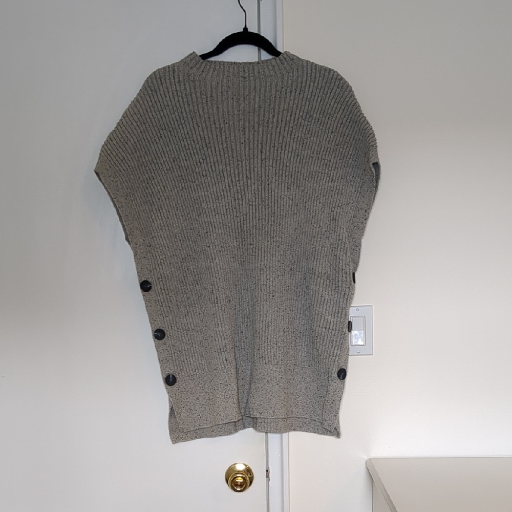 Seraphine Gray Knit Poncho with Button Accents